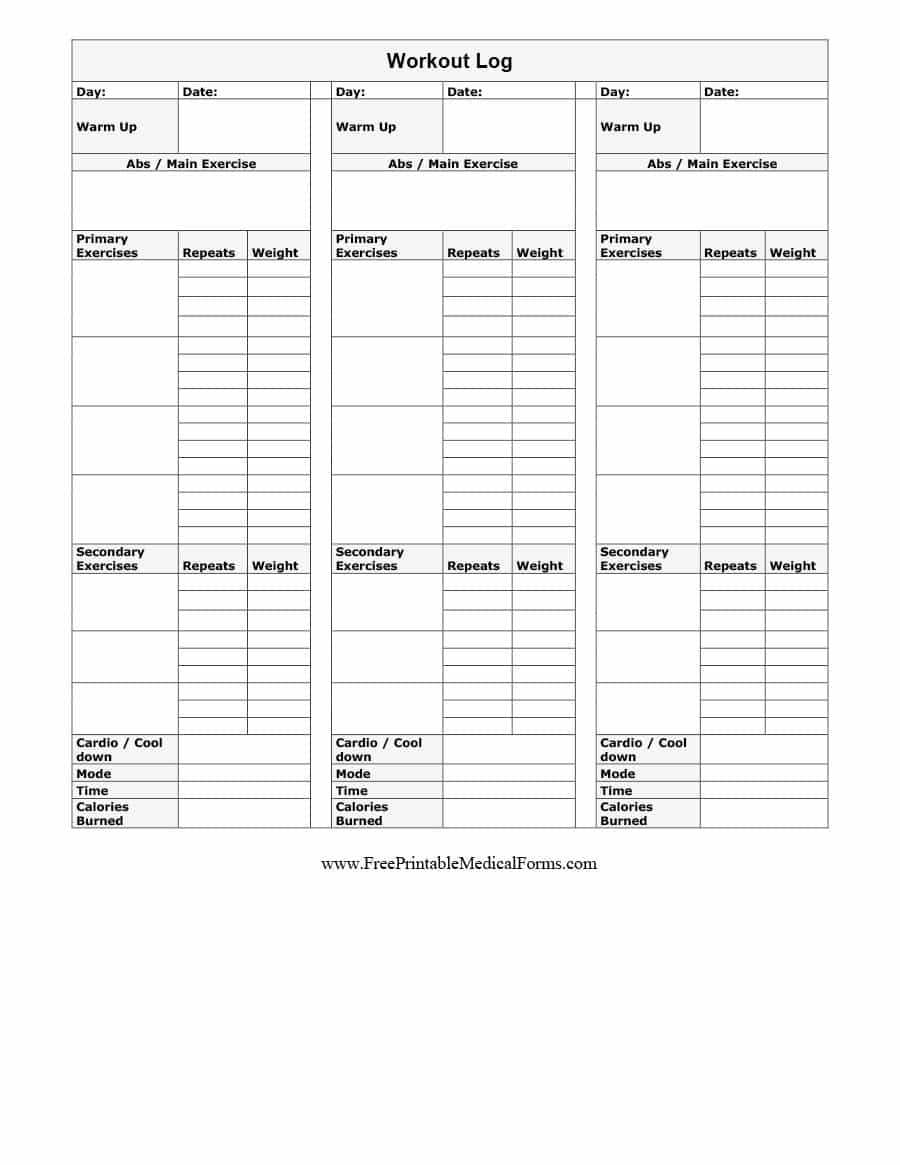 Effective Workout Log Calendar Templates Templatelab Intended