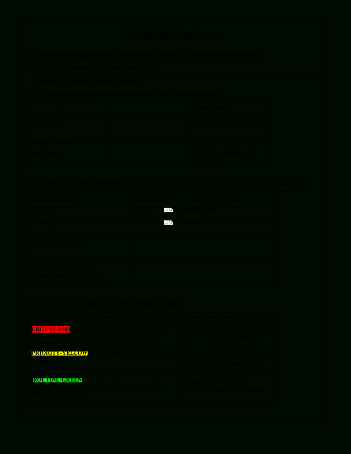 Blank Medical Incident Report Templates At Throughout Incident