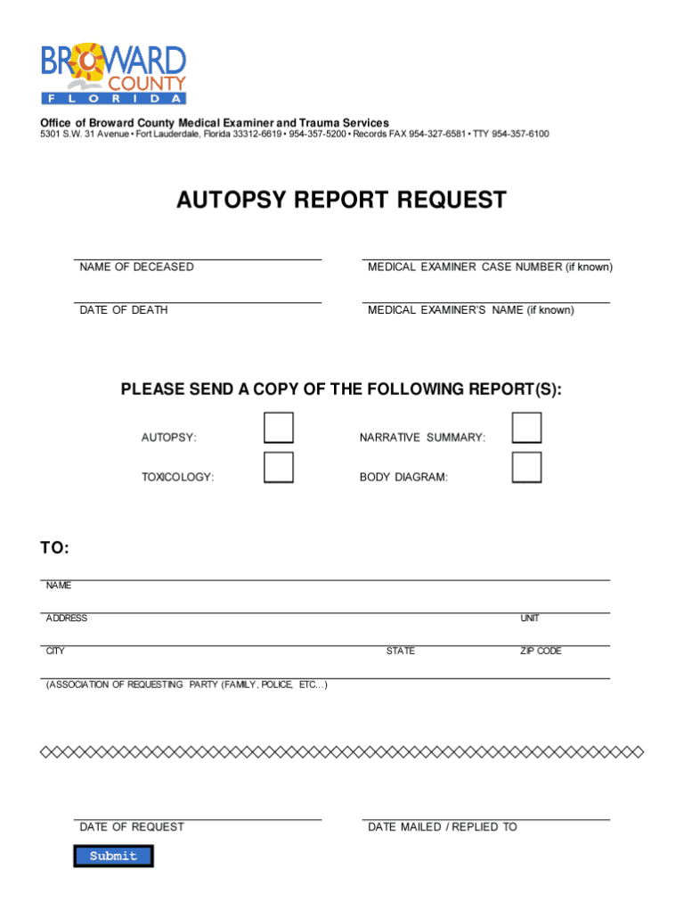How Do You Request An Autopsy Report In Florida Fill Pertaining To