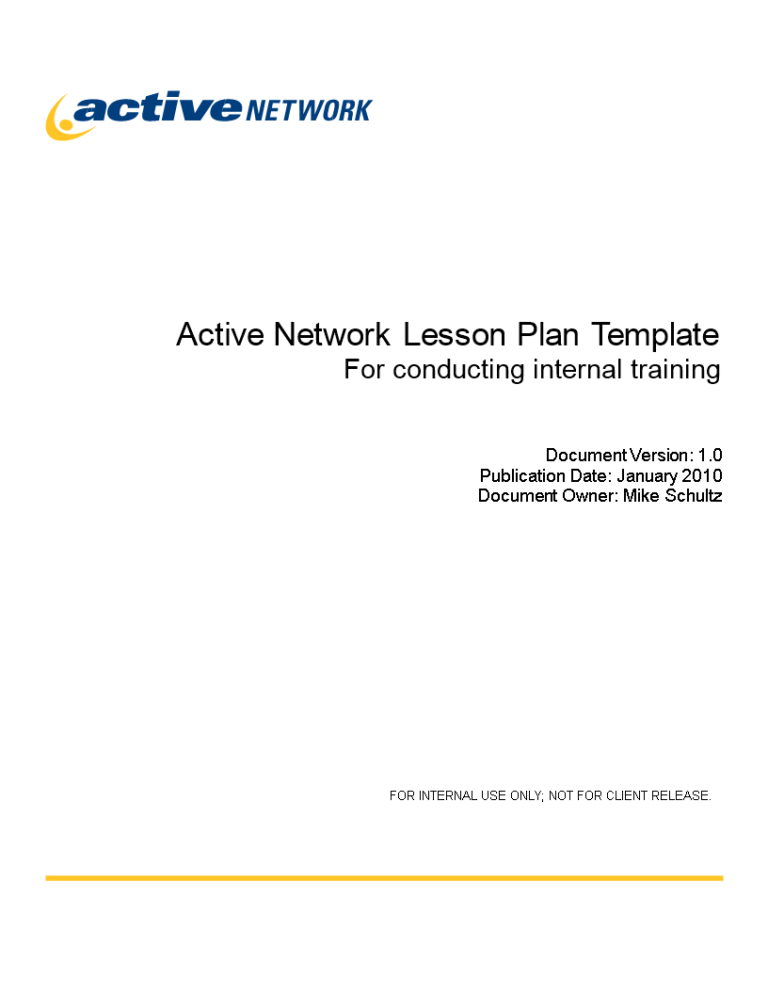 Internal Lesson Plan Word Templates At Inside Training Documentation