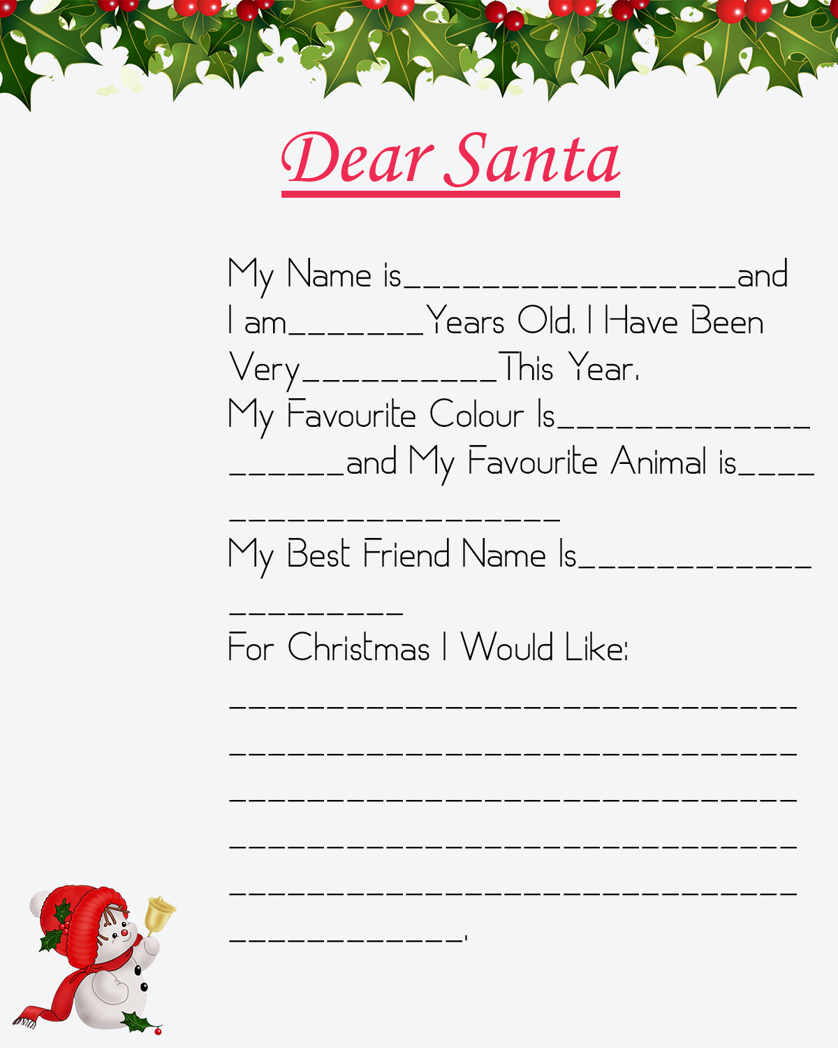 10+ Free Blank Printable Santa Letter Template | How To Wiki Pertaining To Blank Letter From Santa Template