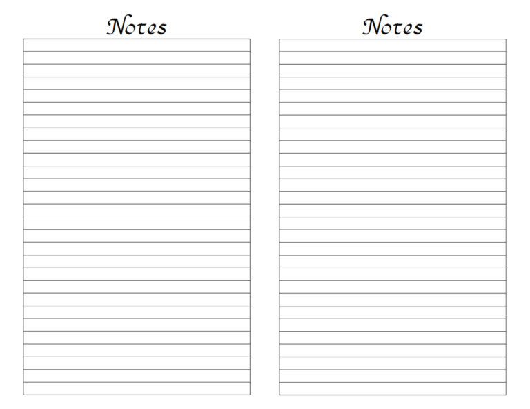 10 Notes – Pdf Printable Note Paper Templates within Note Taking ...