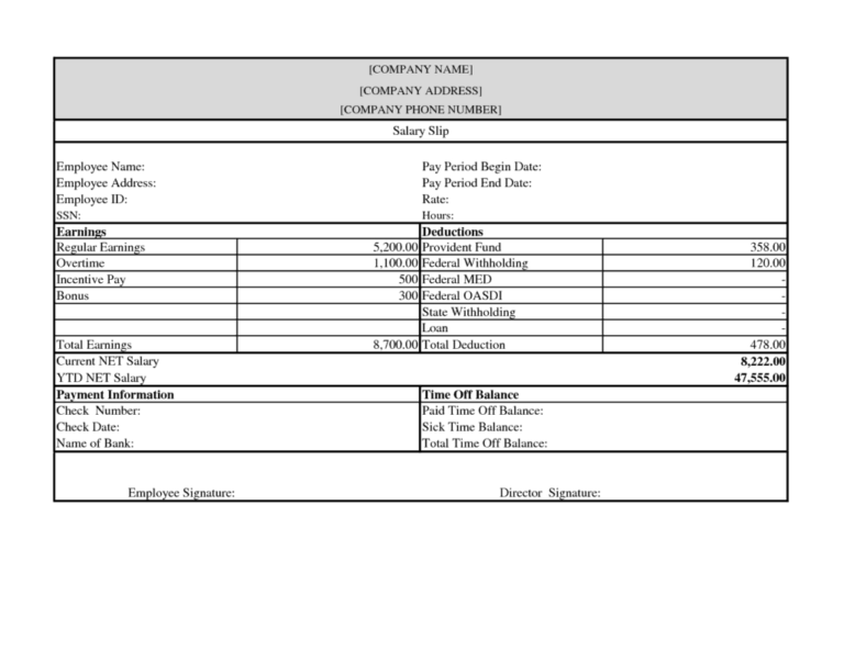 10+ Pay Stub Templates – Word Excel Pdf Formats Regarding Blank Pay 