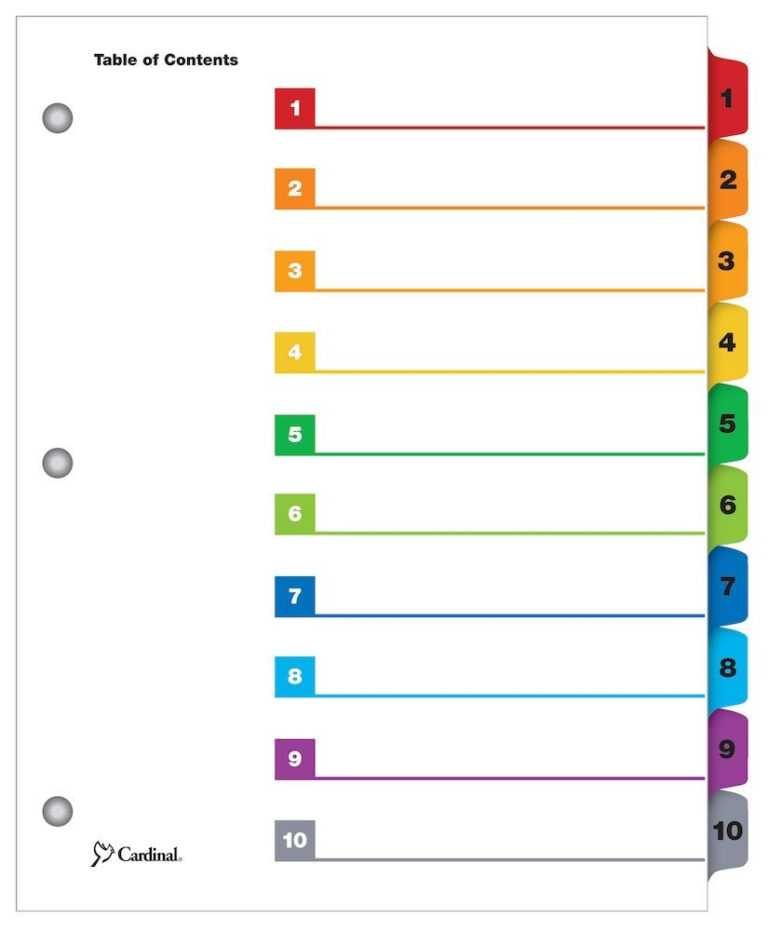 10 Tab Divider Template Dalep midnightpig co with regard to 8 Tab