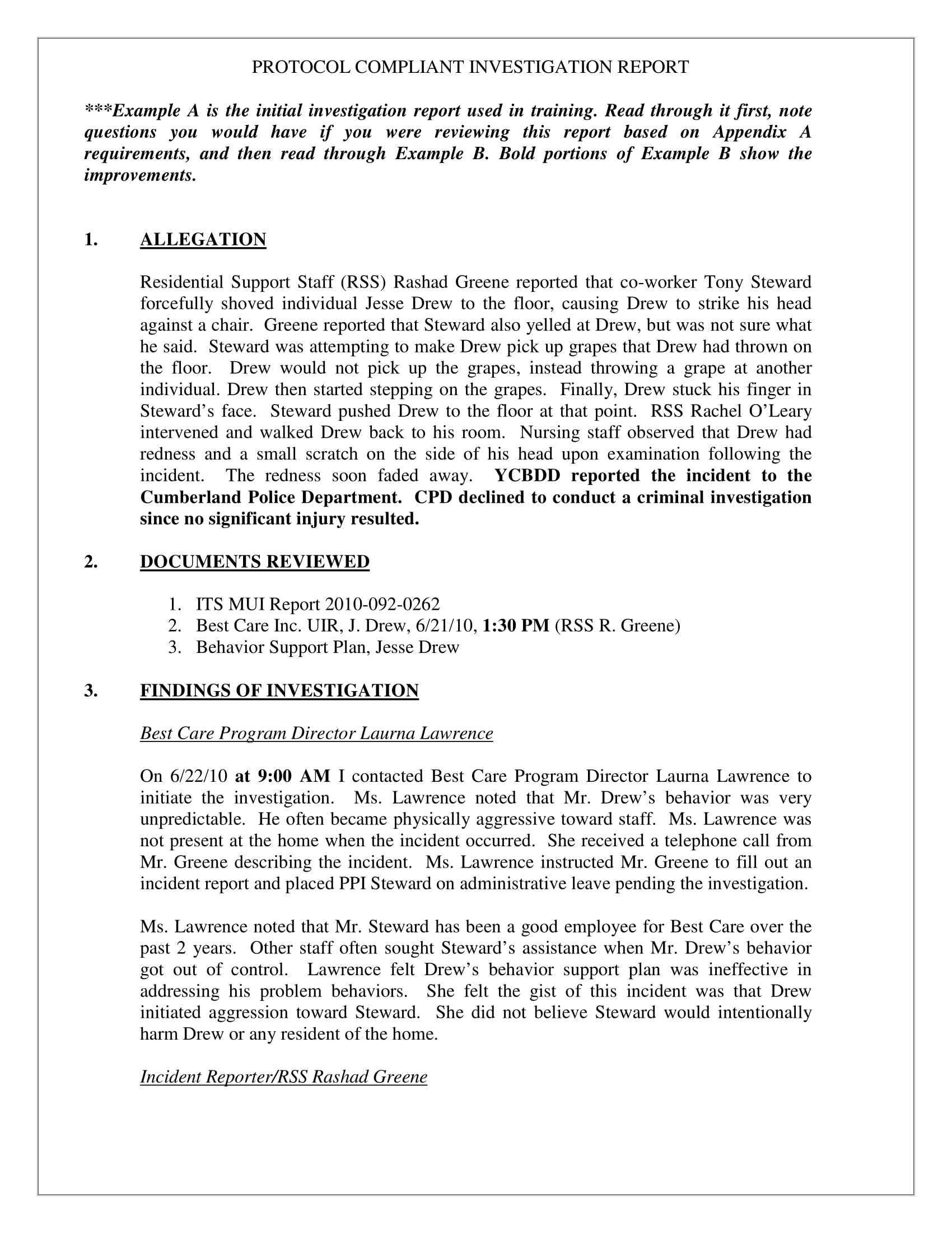 10 Workplace Investigation Report Examples Pdf Examples In Sexual 