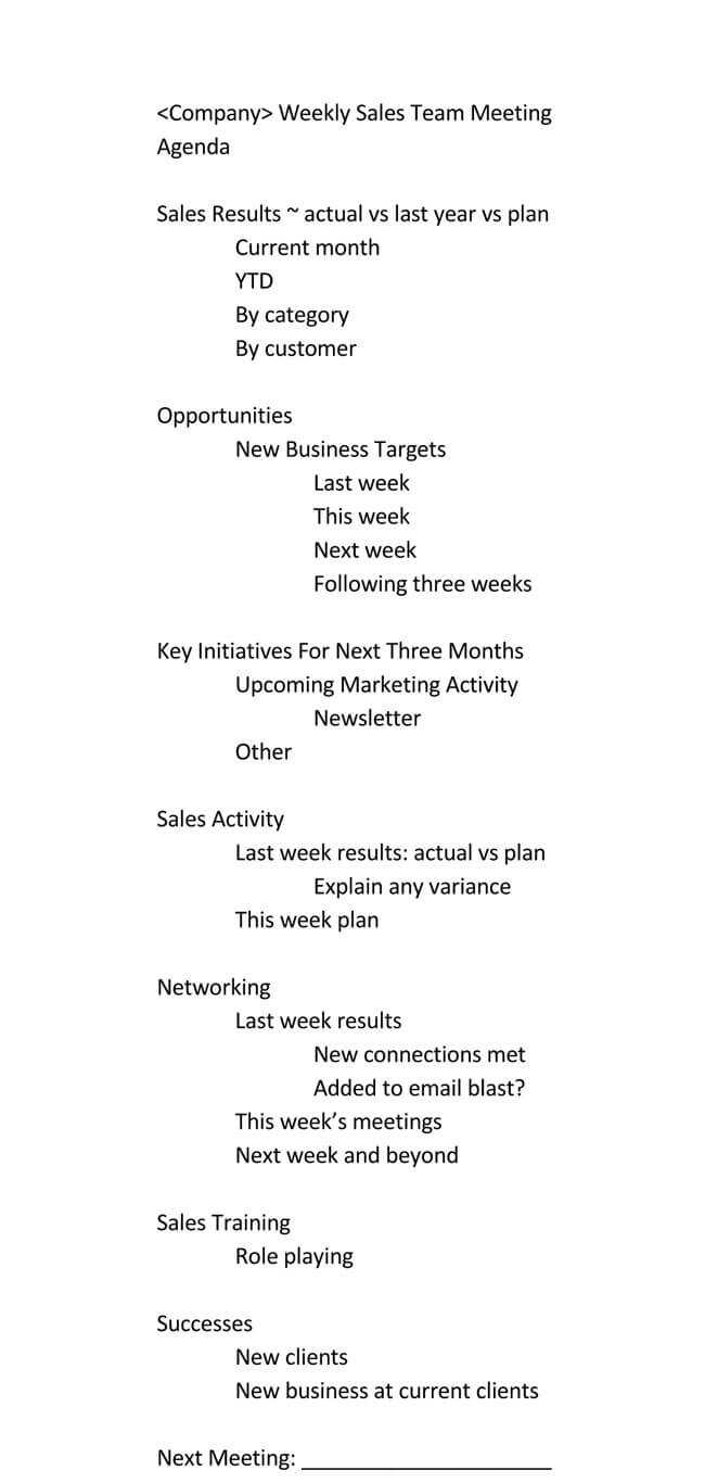 101 Guide Of Weekly Meeting Agenda (With Free Templates) Intended For Free Meeting Agenda Templates For Word