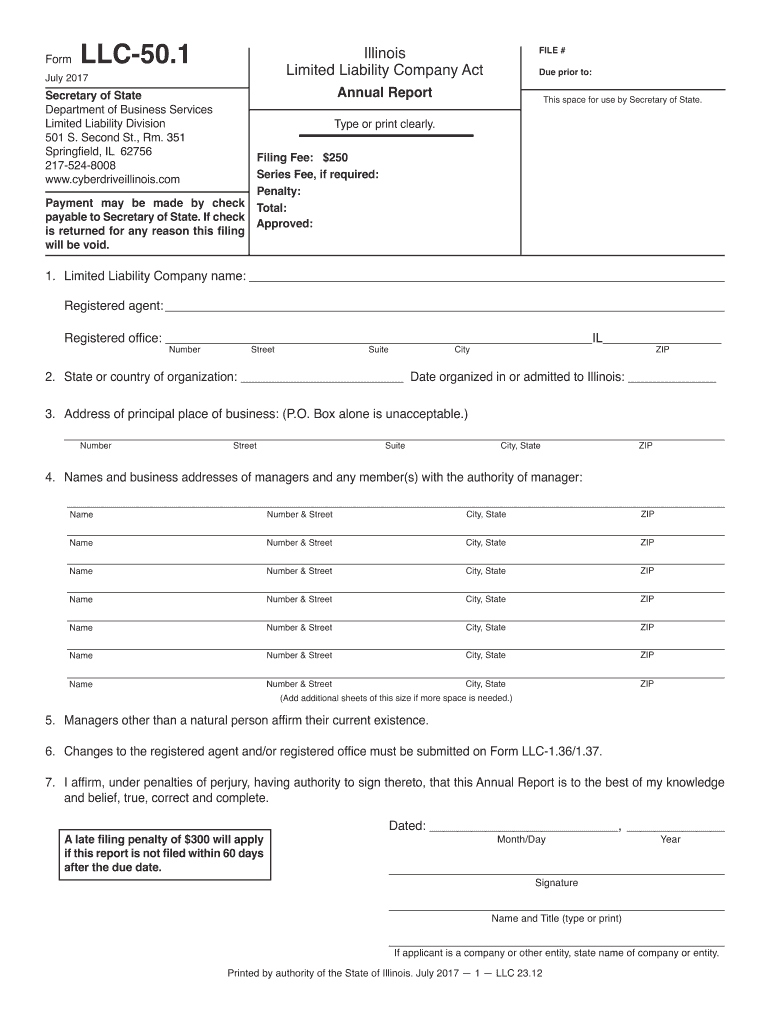 2012 2020 Form Il Llc 50.1 Fill Online, Printable, Fillable With Llc Annual Report Template