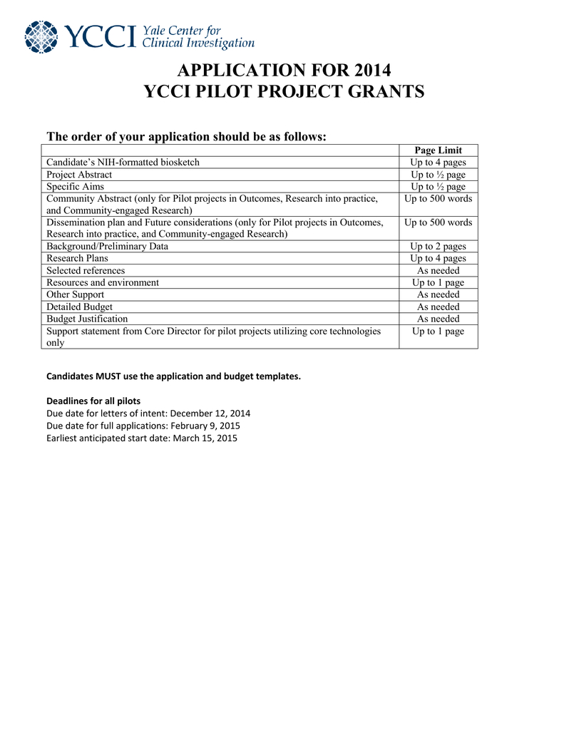 2014 Ycci Pilot Application With Regard To Nih Biosketch Template Word