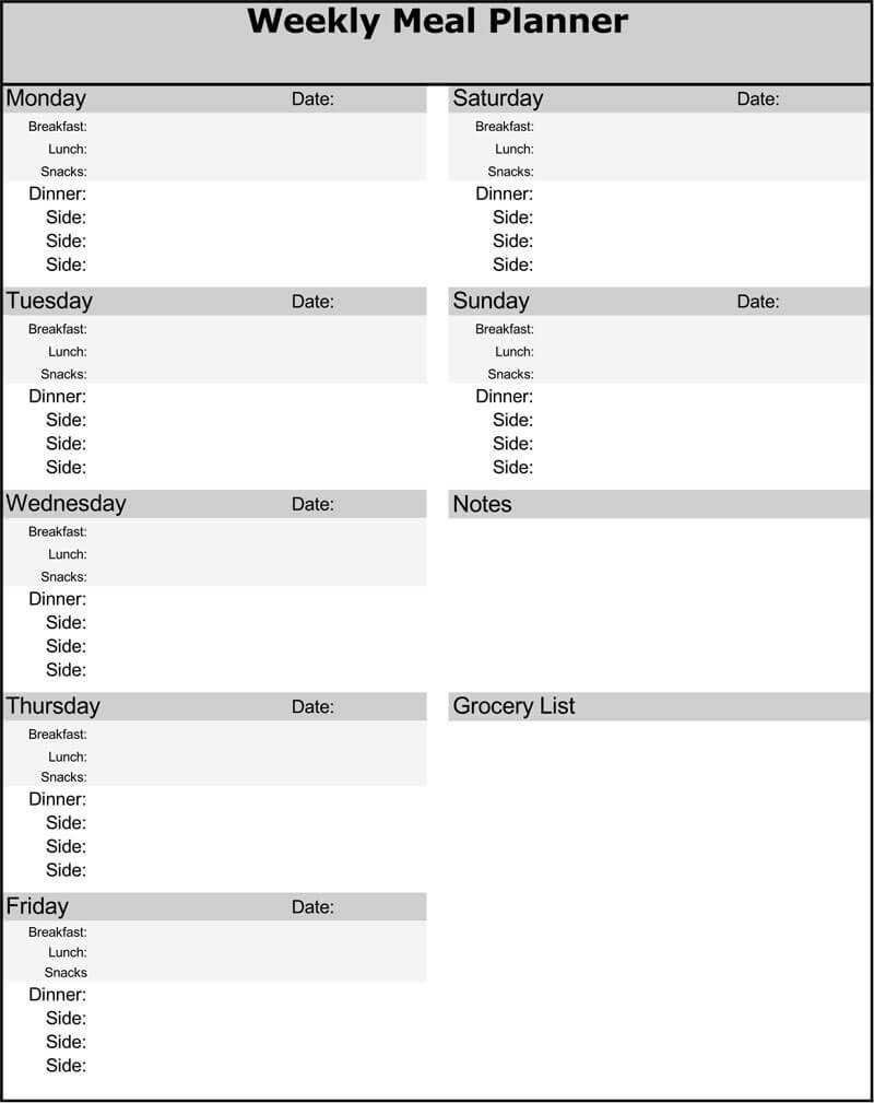25+ Free Weekly/daily Meal Plan Templates (For Excel And Word) In Menu Planning Template Word
