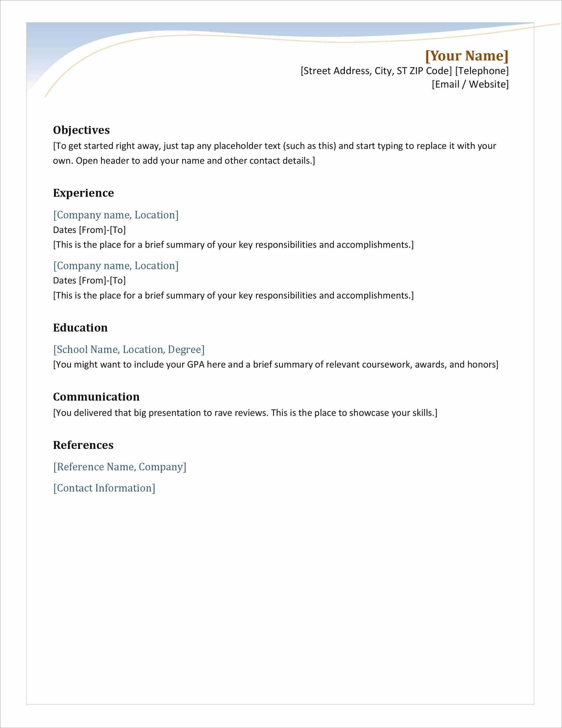25 Resume Templates For Microsoft Word [Free Download] Pertaining To Blank Resume Templates For Microsoft Word