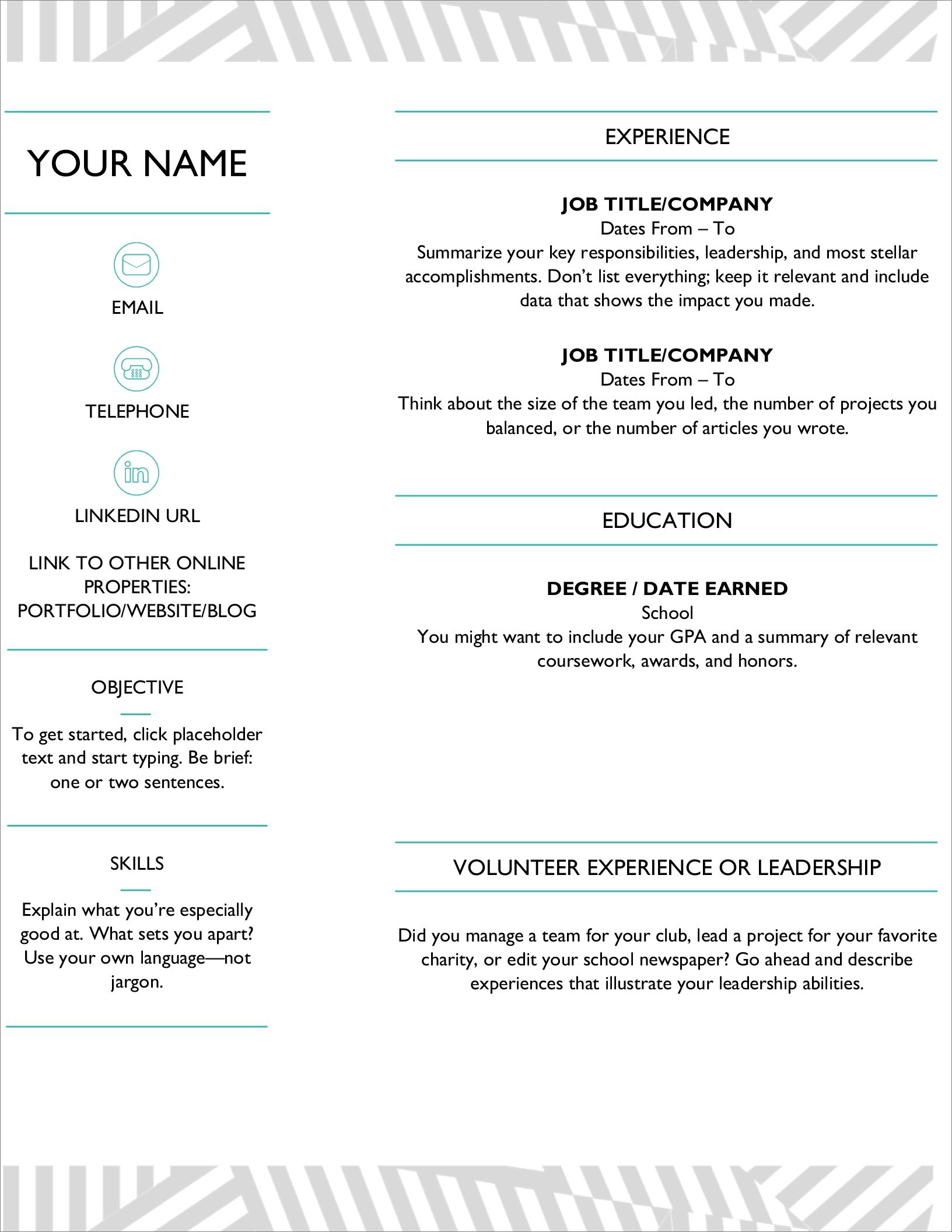 25 Resume Templates For Microsoft Word [Free Download] Throughout Blank Resume Templates For Microsoft Word