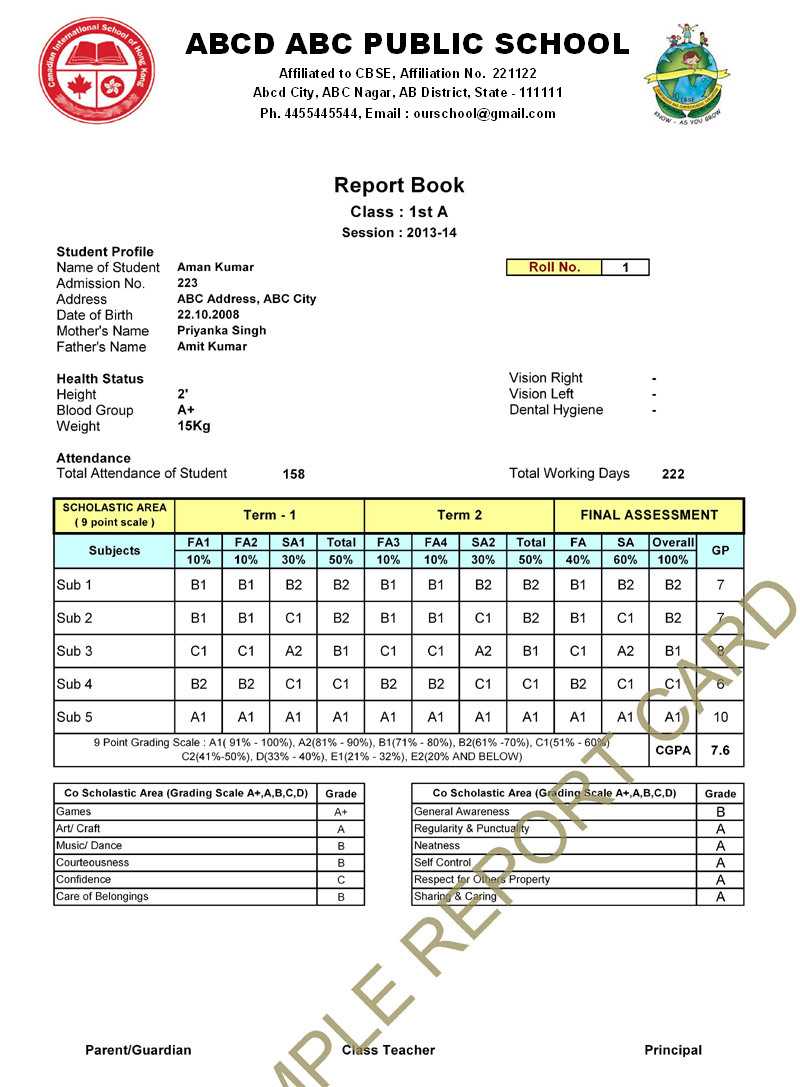 28+ [ Nursery Report Card Sample ] | 6 Kindergarten Report For Report Card Format Template