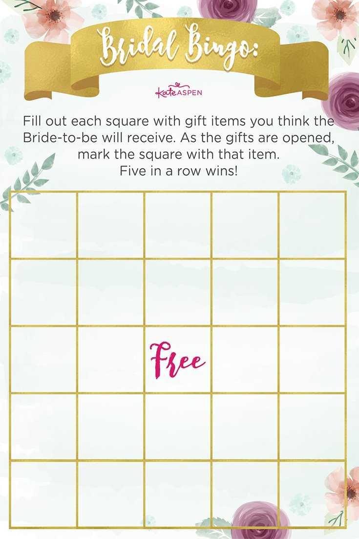 3 Exciting Bridal Shower Games + Printables! – Kate Aspen Inside Blank Bridal Shower Bingo Template