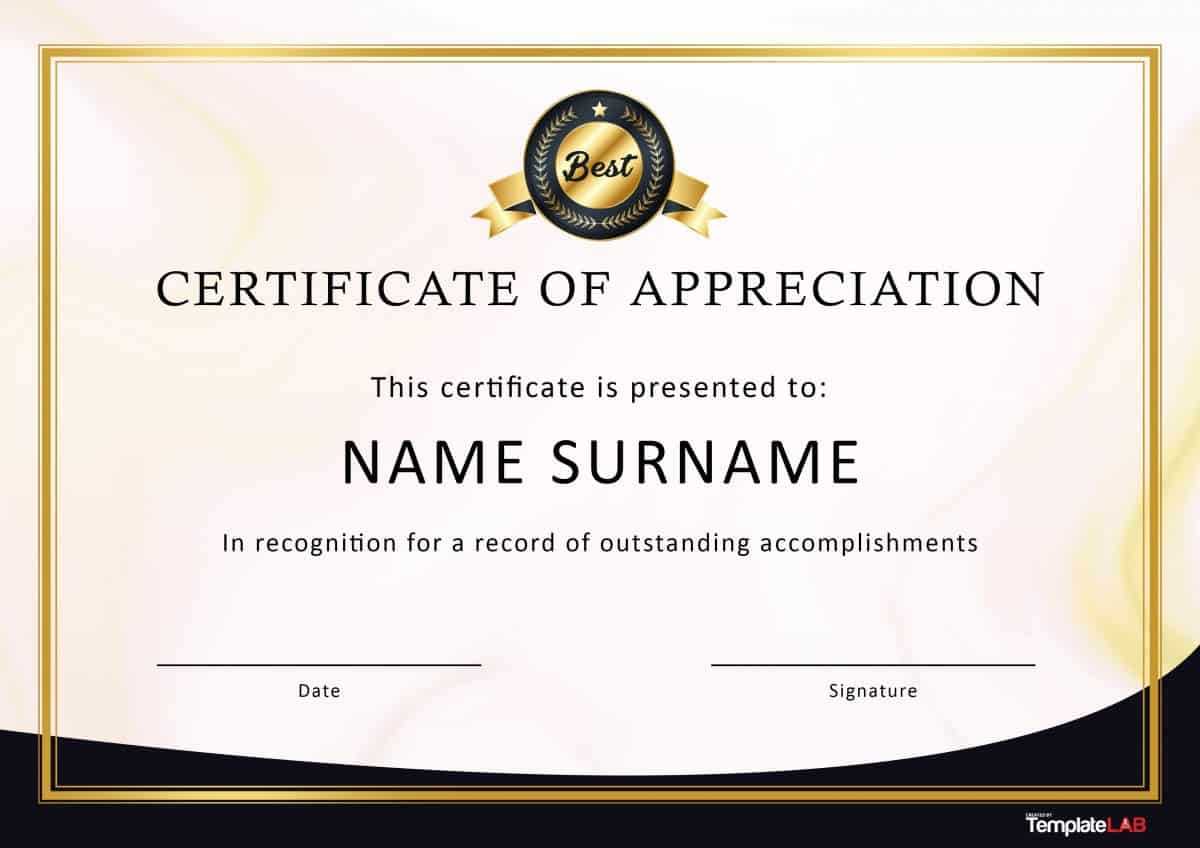 30 Free Certificate Of Appreciation Templates And Letters For Certificate Templates For Word Free Downloads