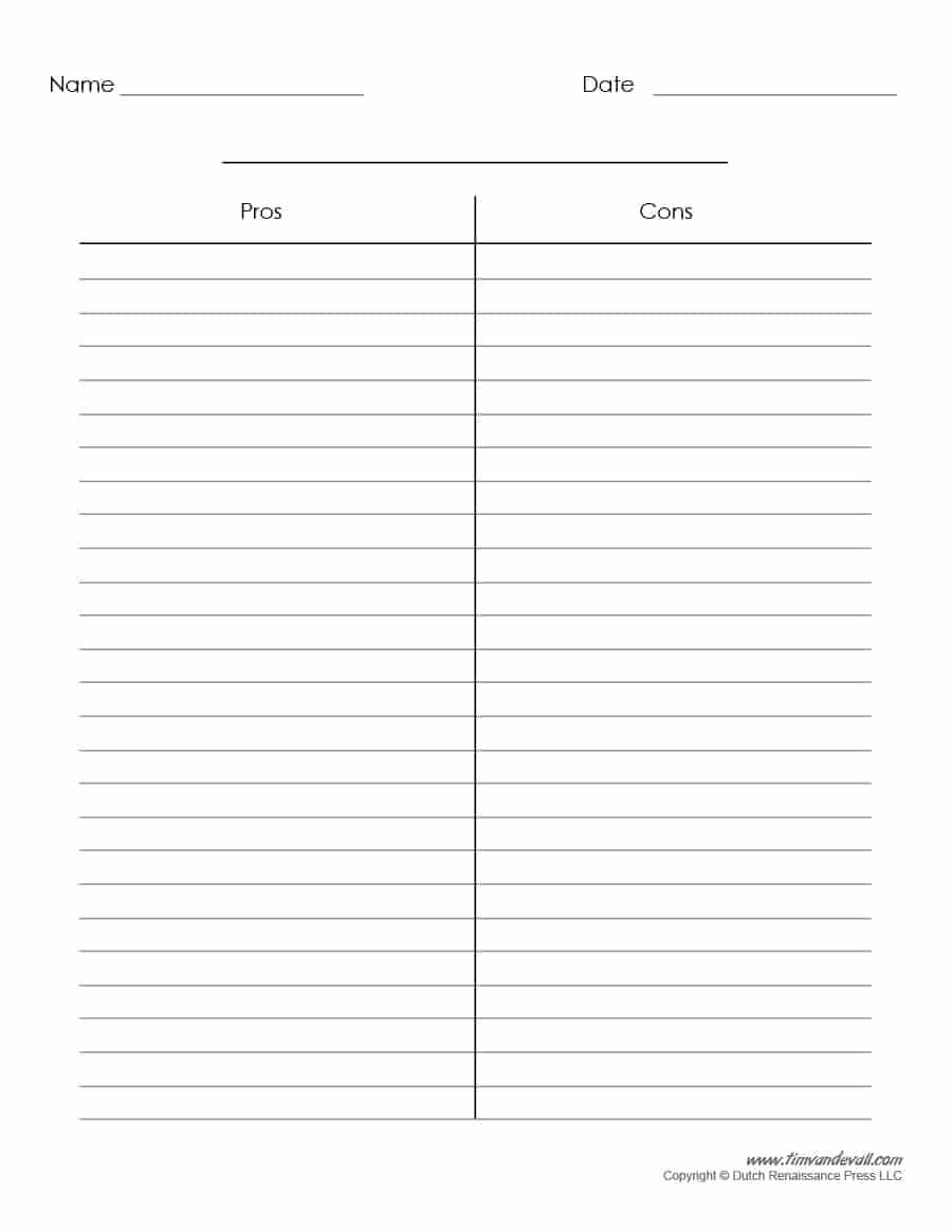 30 Printable T Chart Templates & Examples – Template Archive Pertaining To Blank Table Of Contents Template Pdf
