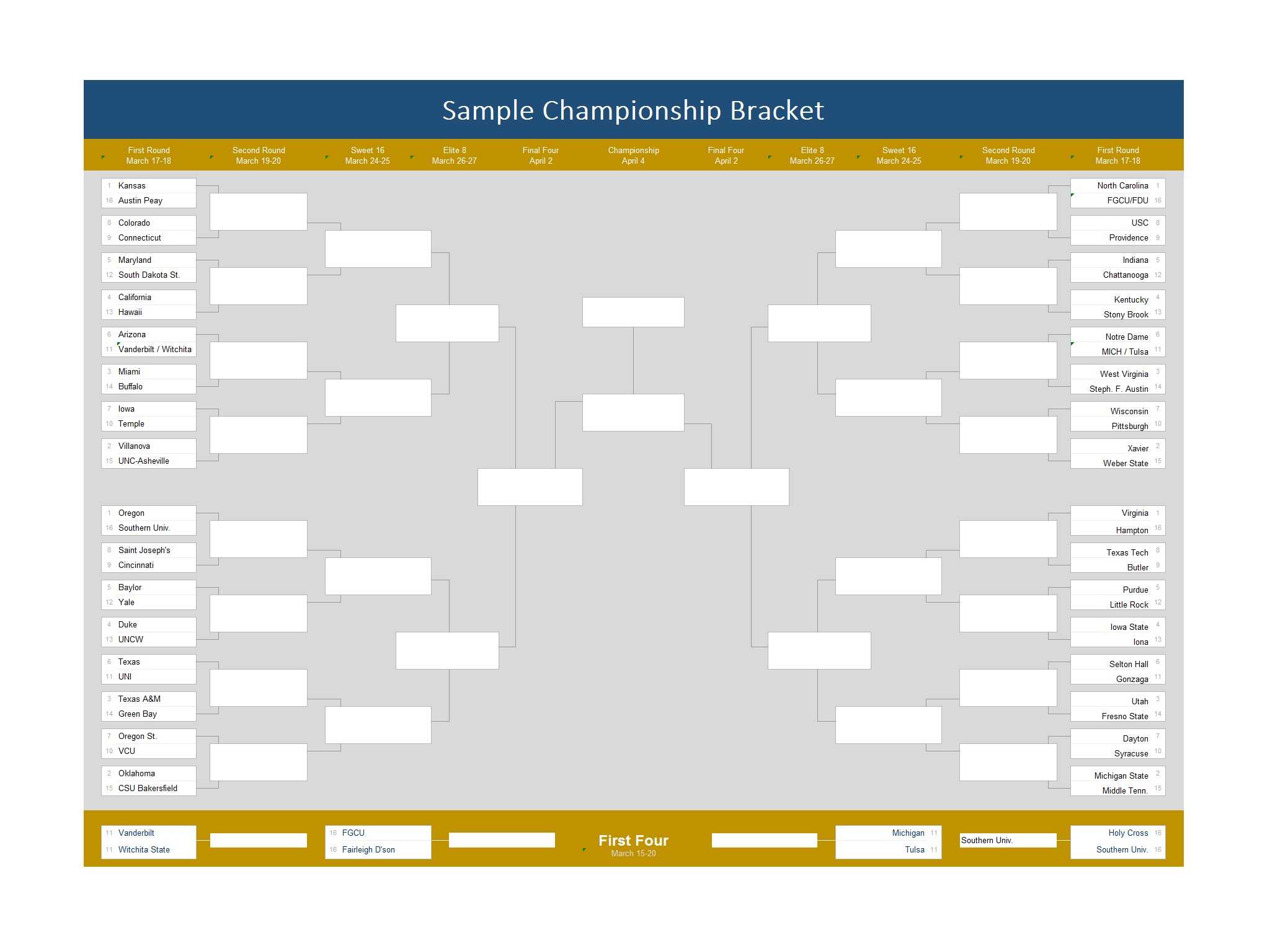 34 Blank Tournament Bracket Templates (&100% Free) ᐅ For Blank Scheme Of Work Template