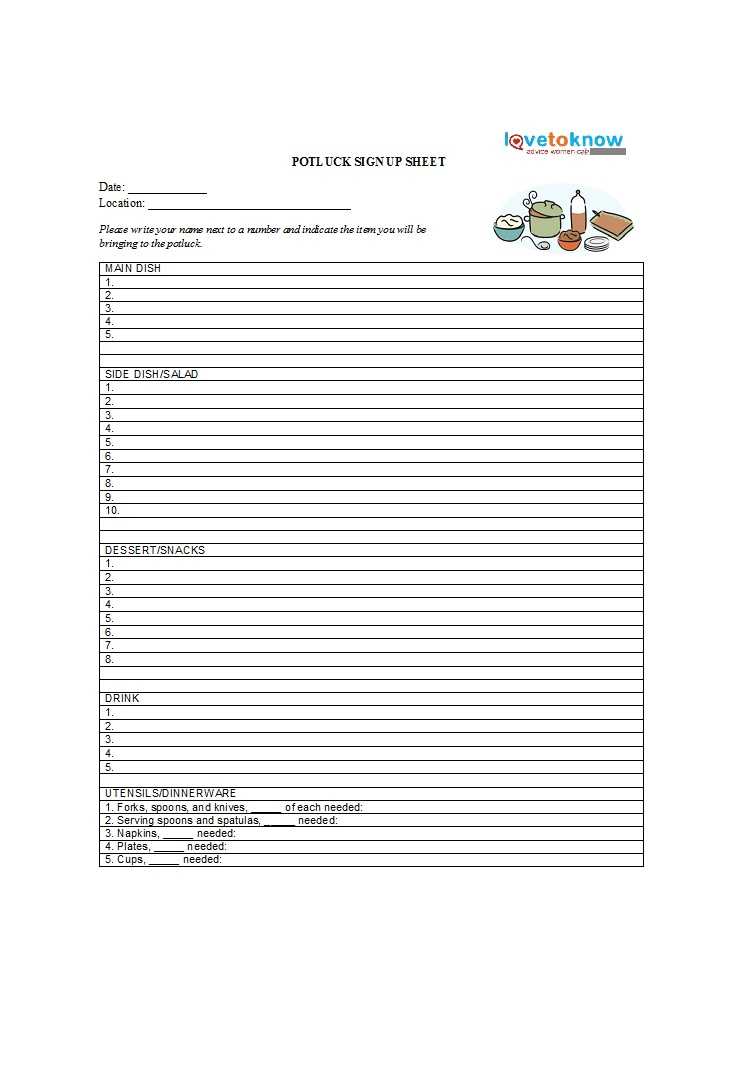 38 Best Potluck Sign Up Sheets (For Any Occasion) ᐅ Templatelab Inside Free Sign Up Sheet Template Word