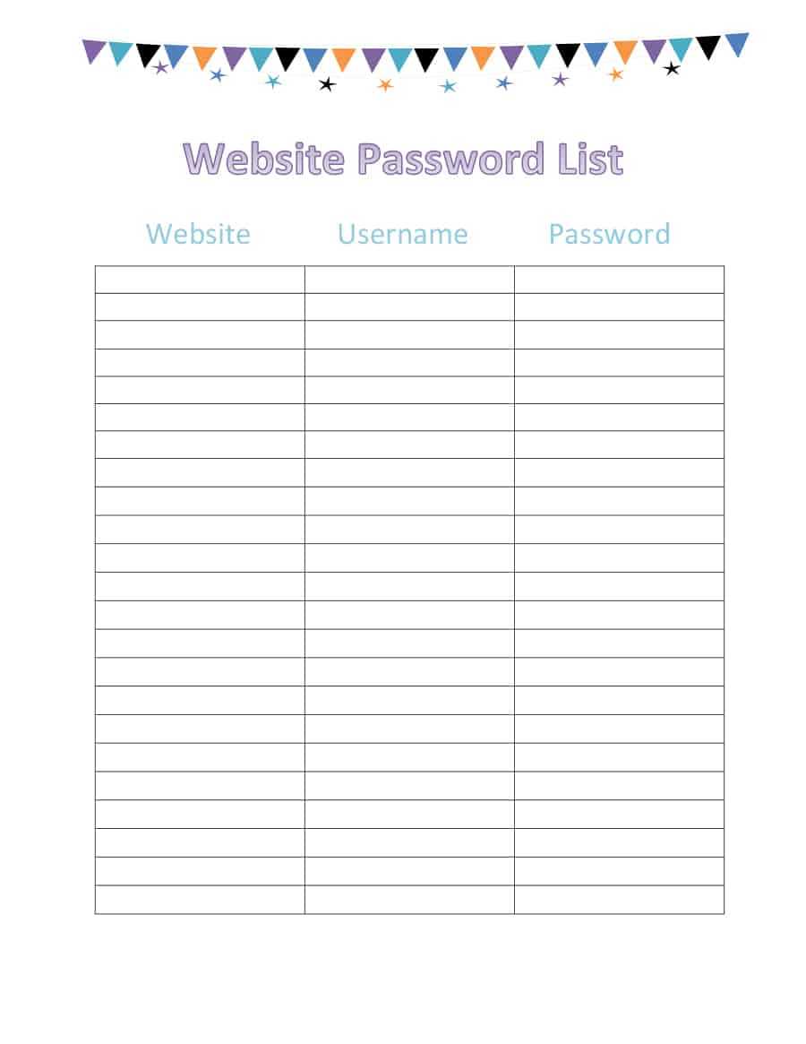 39 Best Password List Templates (Word, Excel & Pdf) ᐅ Intended For Blank Table Of Contents Template Pdf
