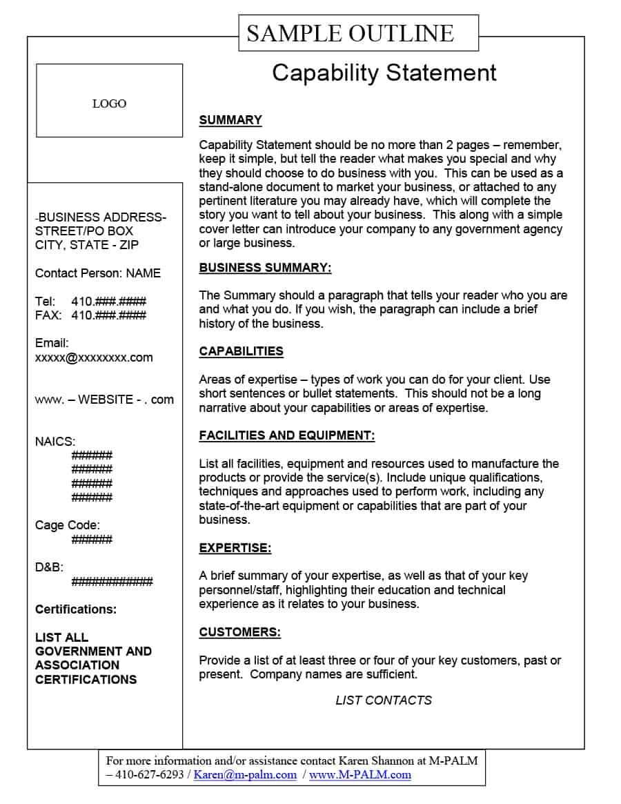 39 Effective Capability Statement Templates (+ Examples) ᐅ Pertaining To Capability Statement Template Word