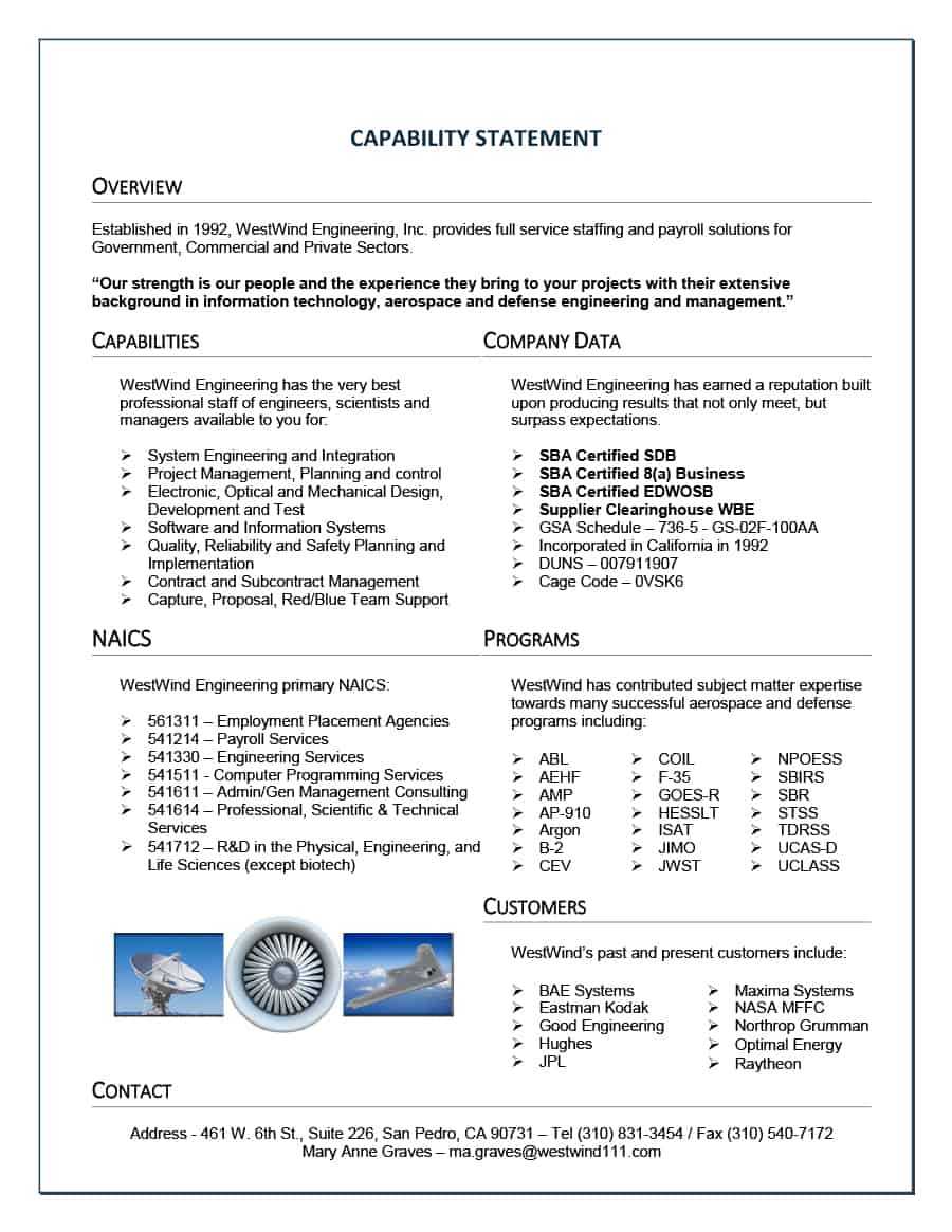 39 Effective Capability Statement Templates (+ Examples) ᐅ Regarding Capability Statement Template Word