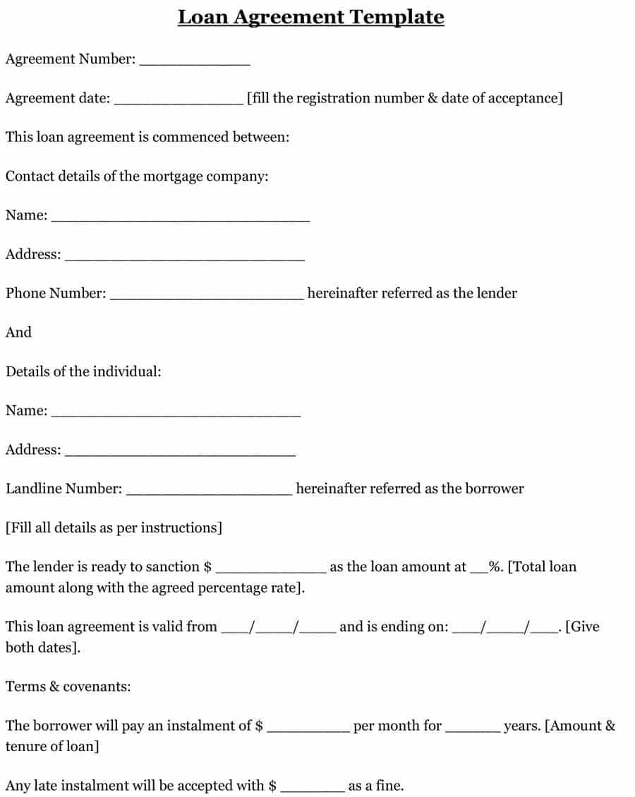 40+ Free Loan Agreement Templates [Word & Pdf] ᐅ Templatelab For Blank Loan Agreement Template