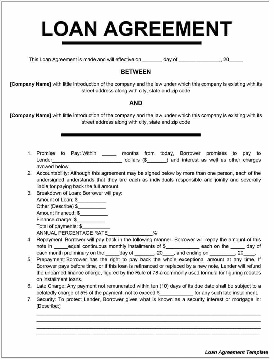 40+ Free Loan Agreement Templates [Word & Pdf] ᐅ Templatelab Throughout Blank Loan Agreement Template