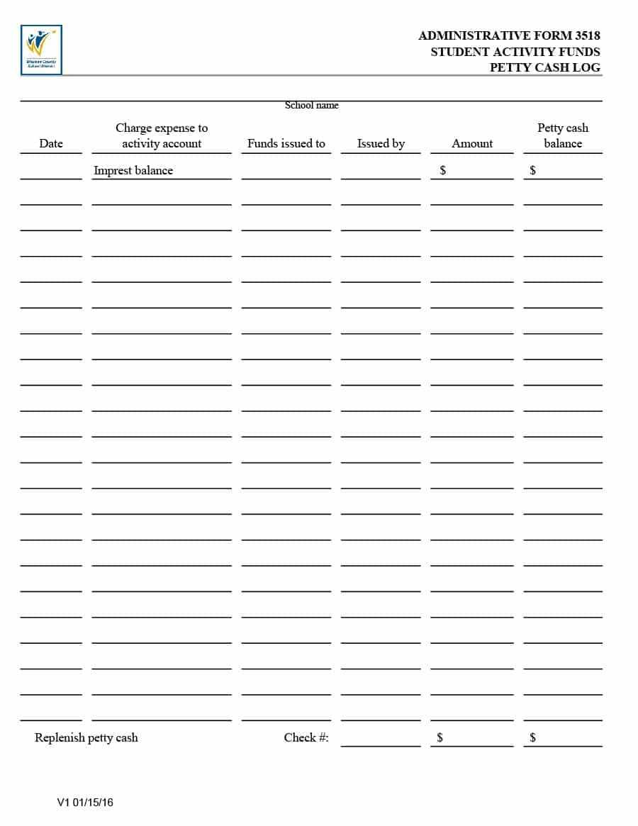 40 Petty Cash Log Templates & Forms [Excel, Pdf, Word] ᐅ regarding ...