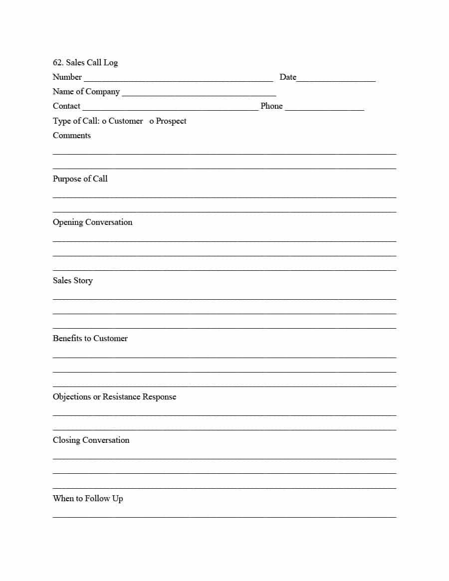 40+ Printable Call Log Templates In Microsoft Word And Excel Intended For Sales Call Report Template Free