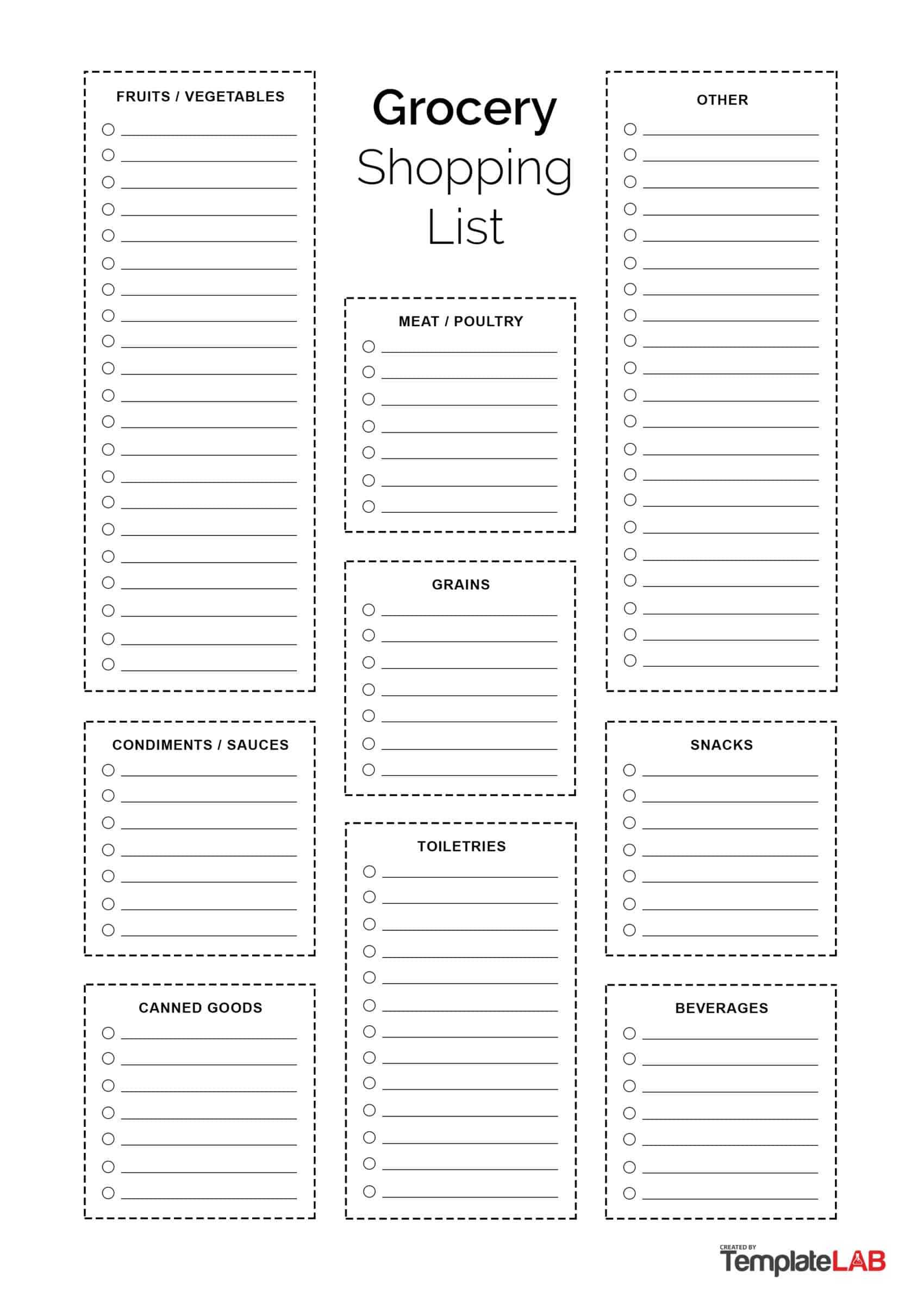 40+ Printable Grocery List Templates (Shopping List) ᐅ With Regard To Blank Grocery Shopping List Template