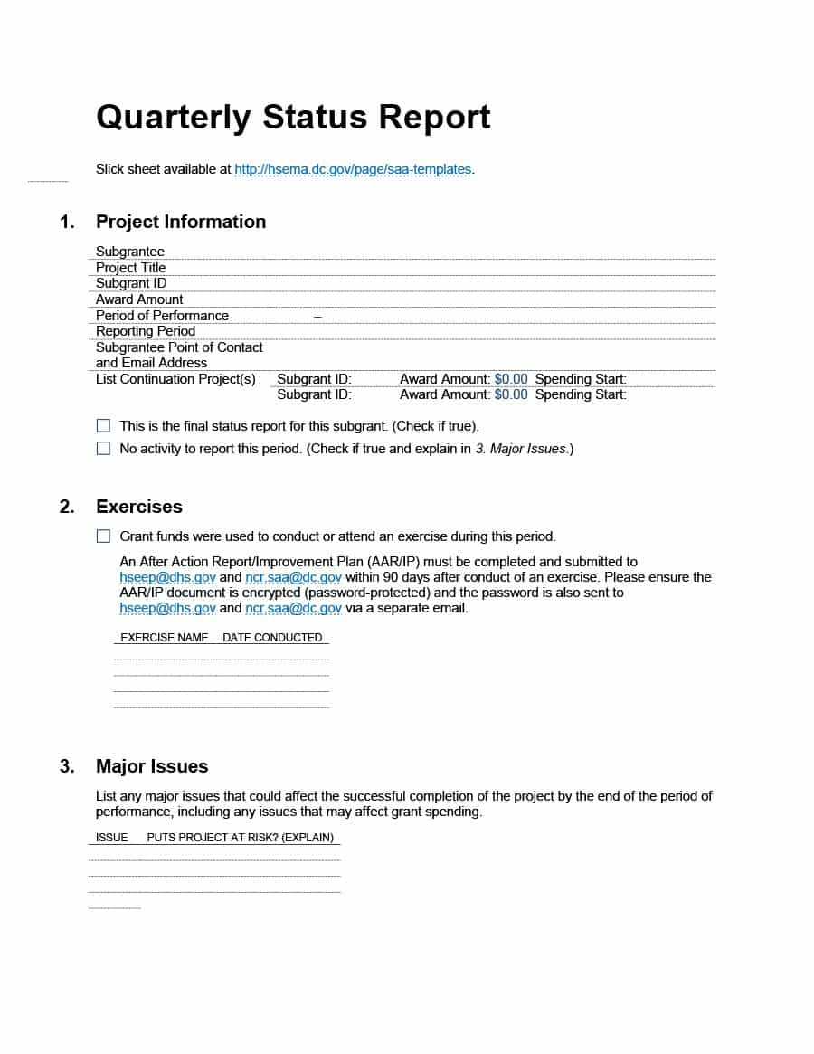 40+ Project Status Report Templates [Word, Excel, Ppt] ᐅ In Quarterly Status Report Template