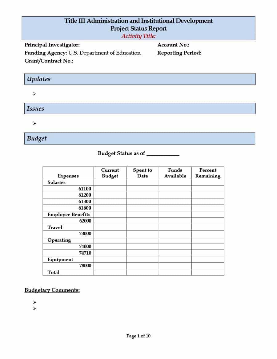 40+ Project Status Report Templates [Word, Excel, Ppt] ᐅ Within Staff Progress Report Template