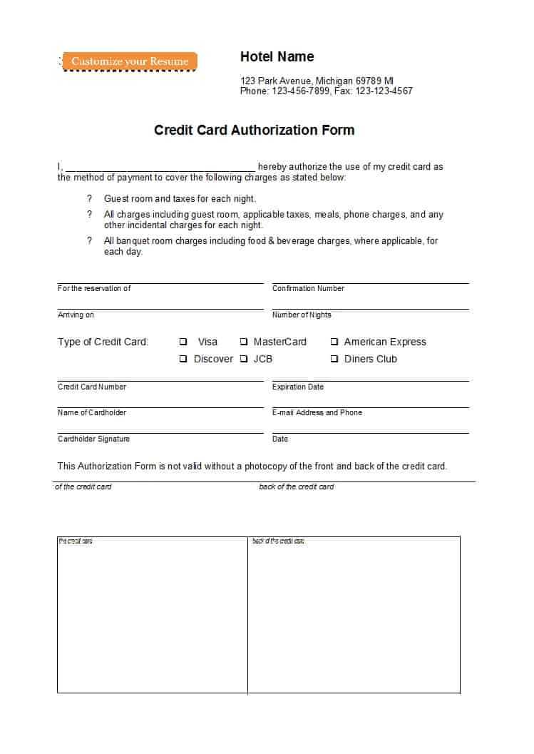 41 Credit Card Authorization Forms Templates {Ready To Use} Inside Credit Card Authorization Form Template Word