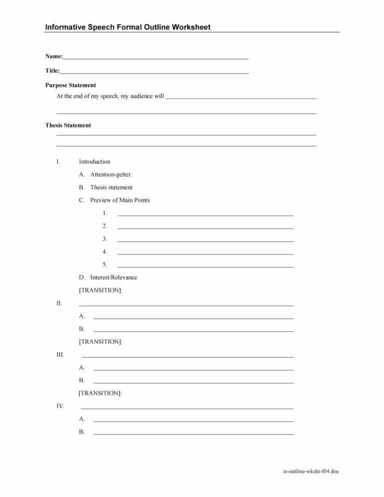 Speech Outline Template Word – Creative Sample Templates