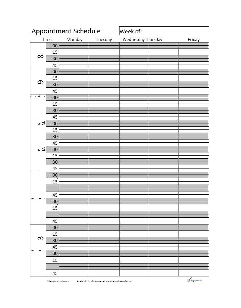 45 Printable Appointment Schedule Templates [& Appointment With Appointment Sheet Template Word