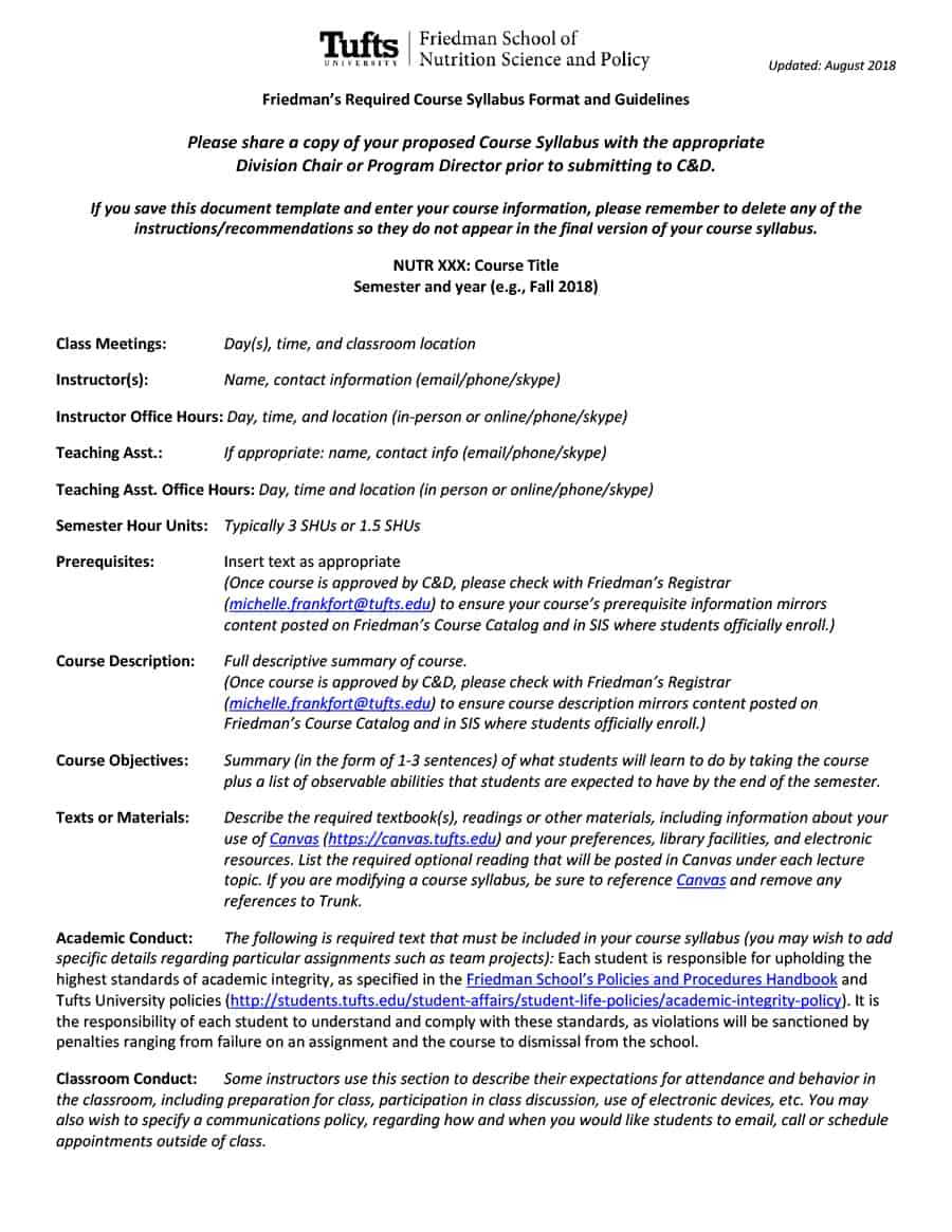 47 Editable Syllabus Templates (Course Syllabus) ᐅ Templatelab Regarding Blank Syllabus Template