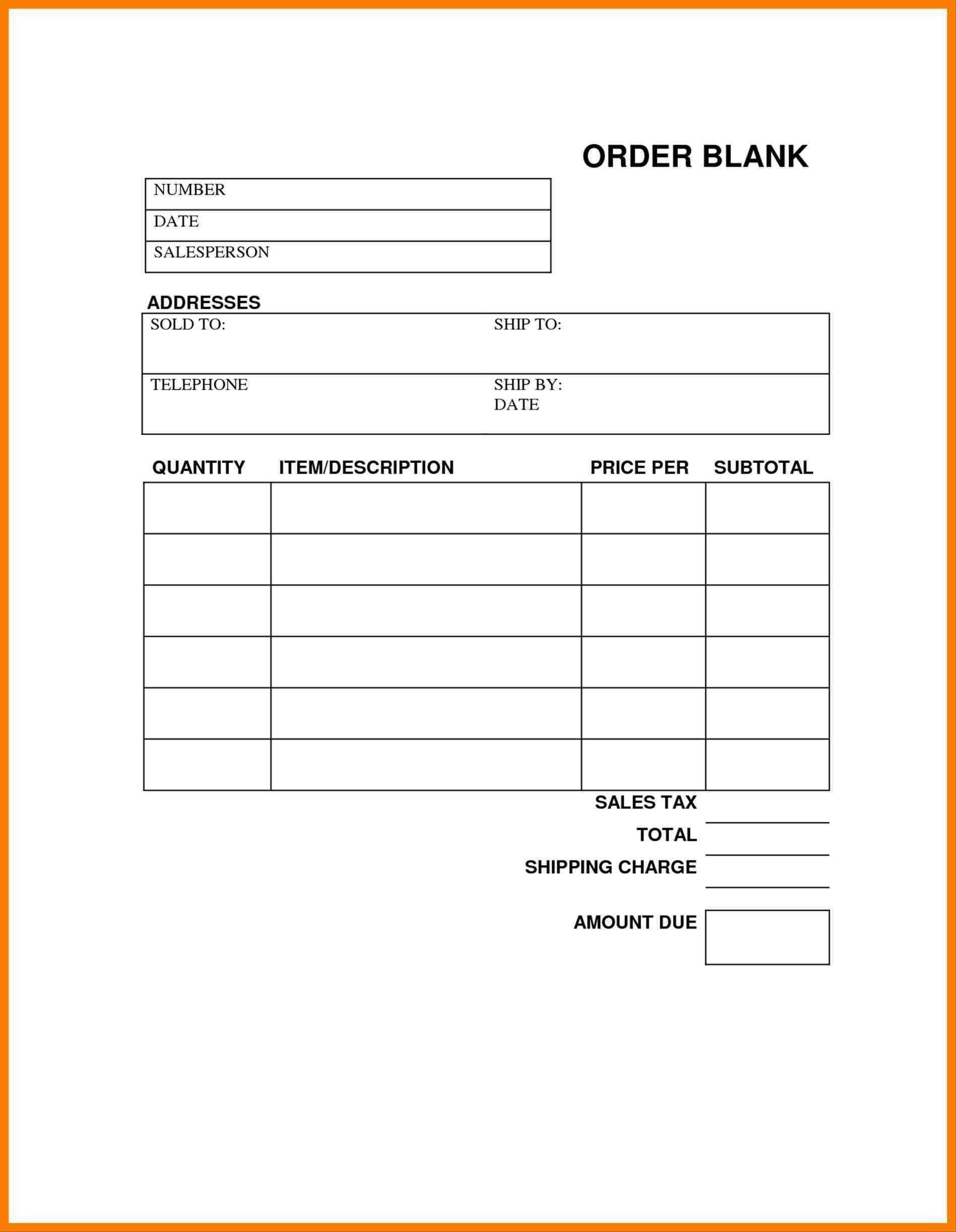 5+ Order Receipt Template – Receipt Template Intended For Blank Taxi Receipt Template