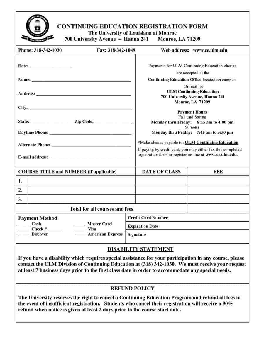 5+ Registration Form Templates Word – Word Templates For Registration Form Template Word Free
