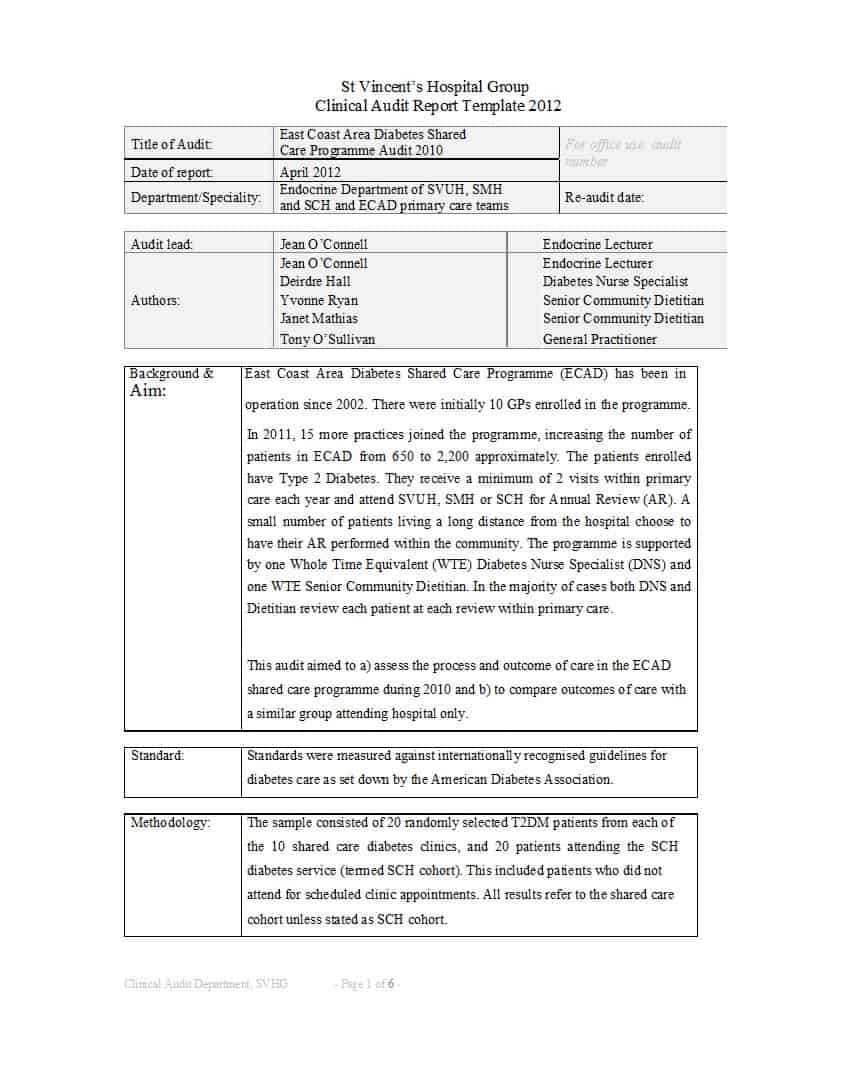 50 Free Audit Report Templates (Internal Audit Reports) ᐅ In Section 37 Report Template