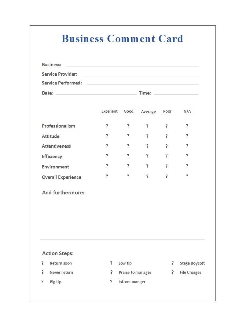 50 Printable Comment Card & Feedback Form Templates ᐅ Inside Student Feedback Form Template Word