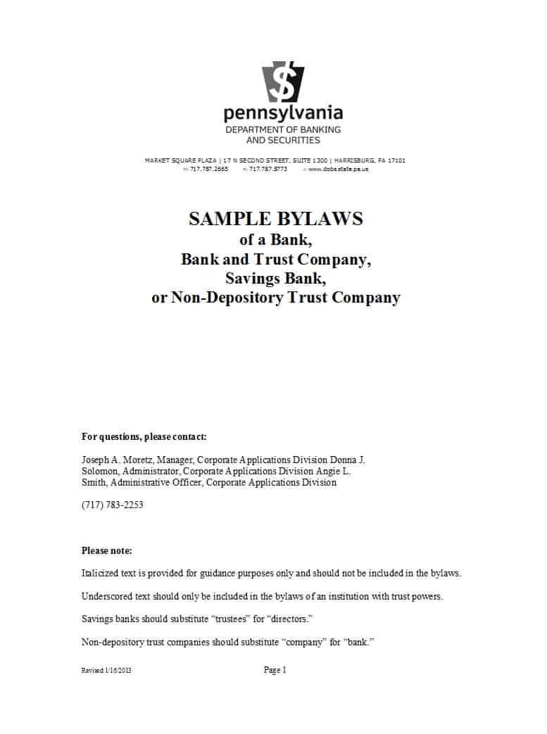 50 Simple Corporate Bylaws Templates & Samples ᐅ Templatelab Intended For Corporate Bylaws Template Word