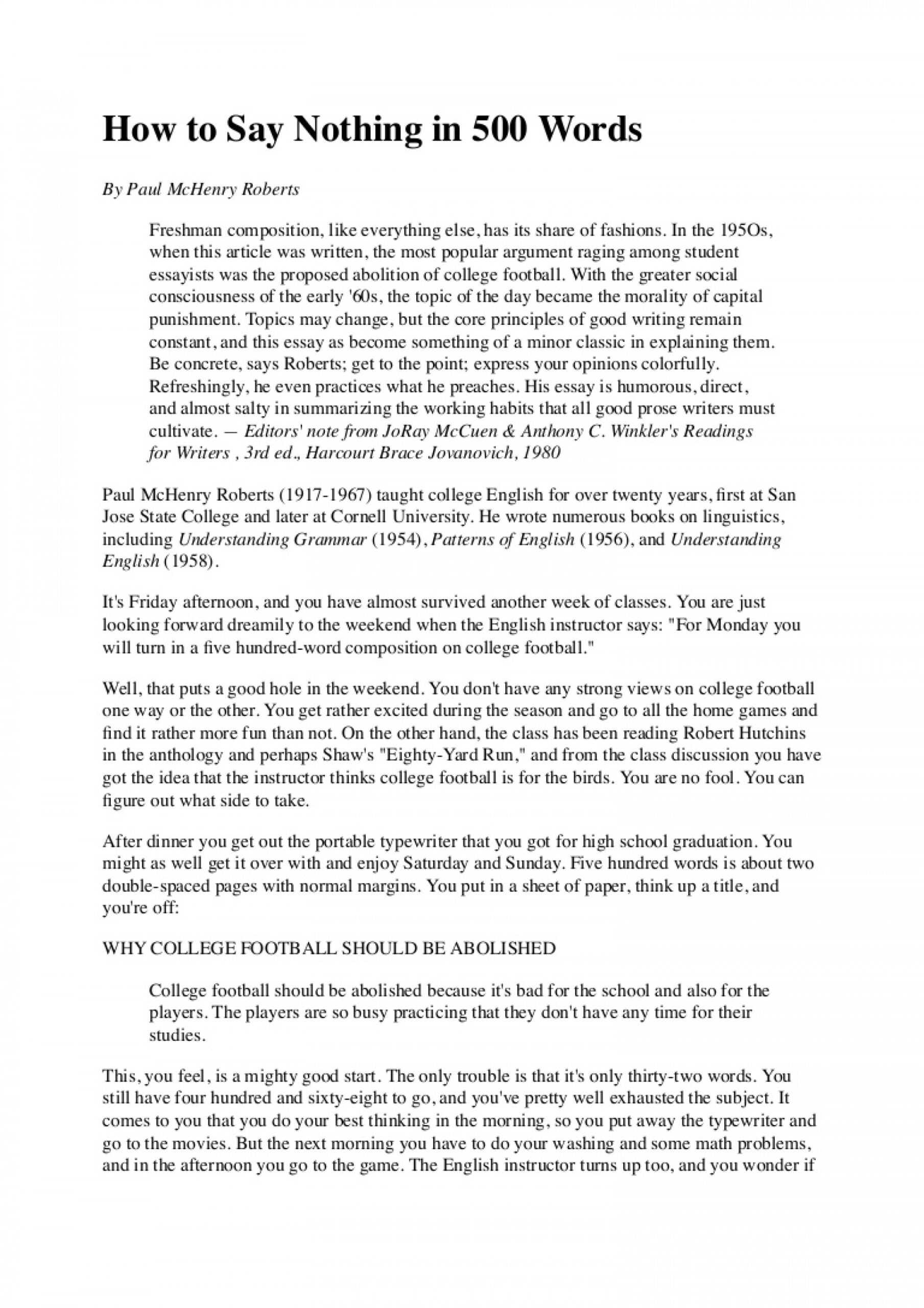 500 Word Essay Examples – Dalep.midnightpig.co Within 500 Word Essay Template