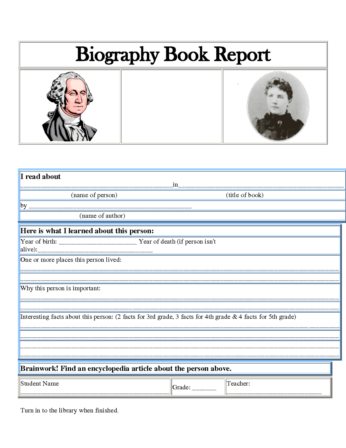 biography report 5th grade