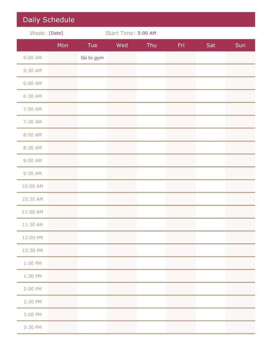 81 Blank Daily Calendar Template Printable For Freedaily In Printable Blank Daily Schedule Template