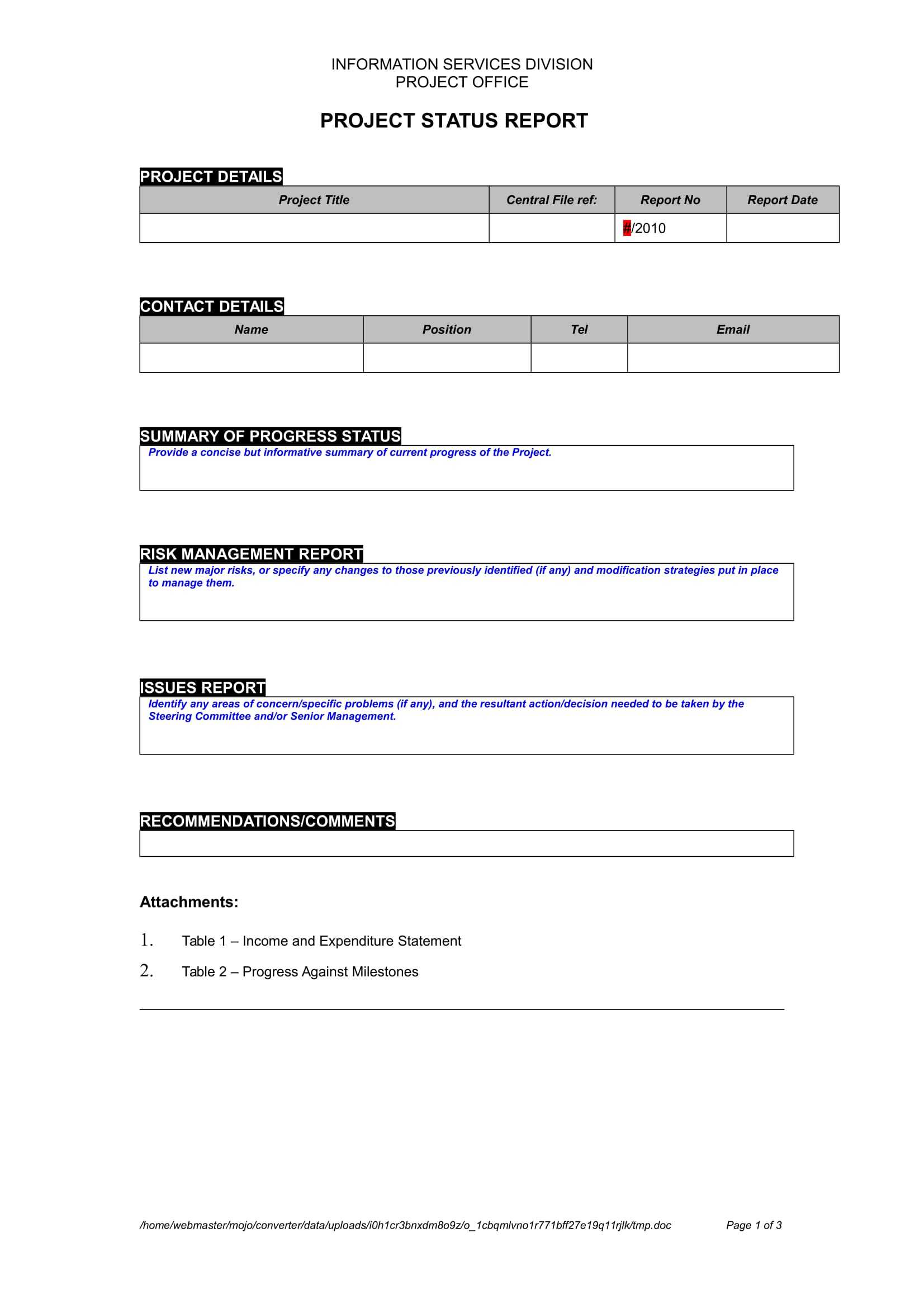 9+ Status Report Examples – Doc, Pdf | Examples For Report To Senior Management Template