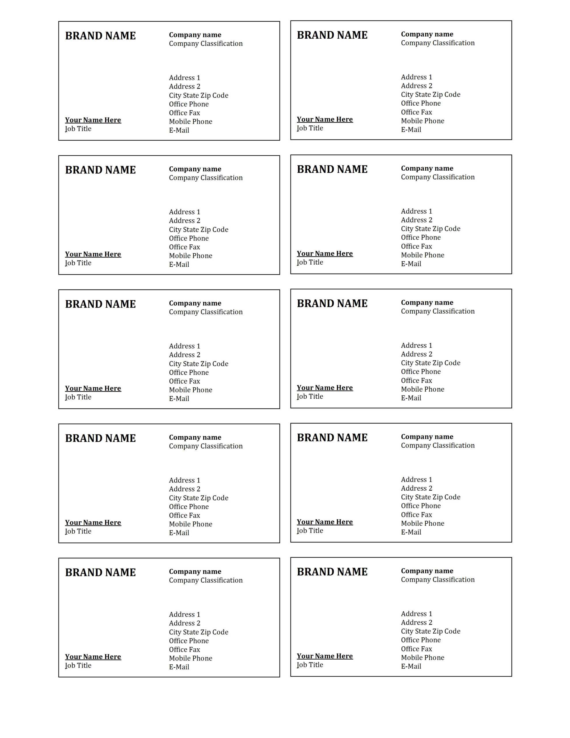 9 Visiting Card Sheet Templates | Fax Cover Sheet Examples With Regard To Microsoft Word Place Card Template