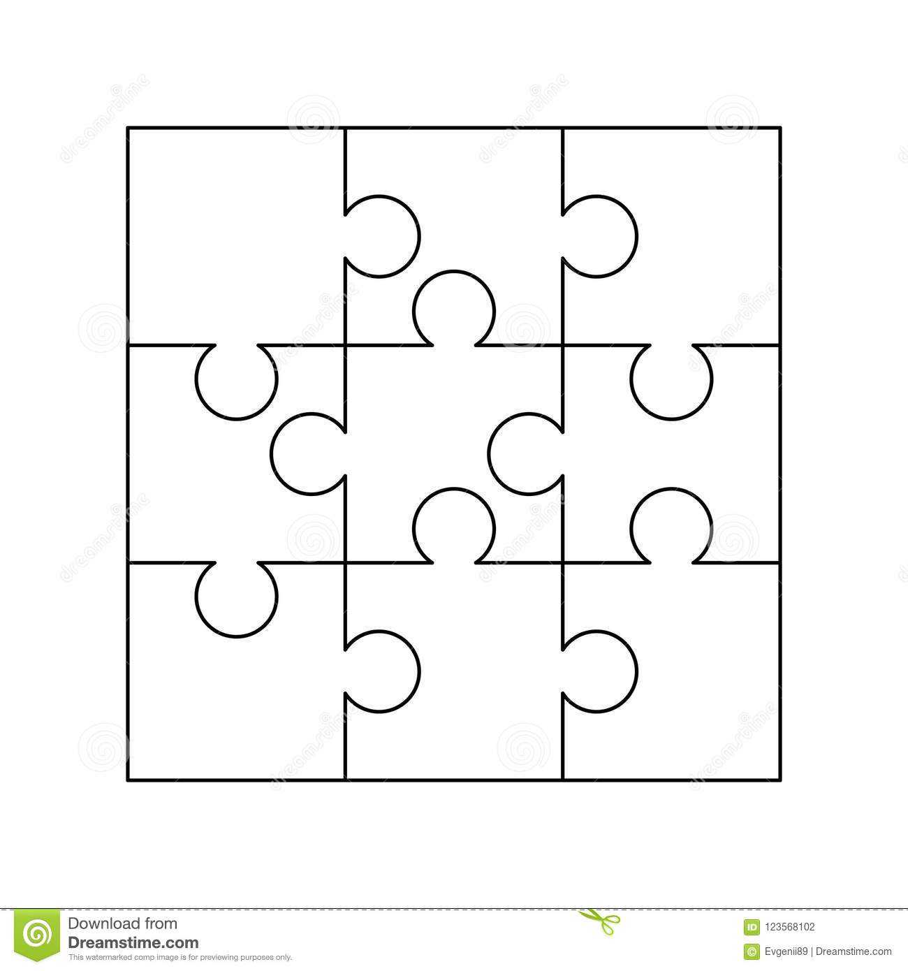 9 White Puzzles Pieces Arranged In A Square. Jigsaw Puzzle Inside Jigsaw Puzzle Template For Word