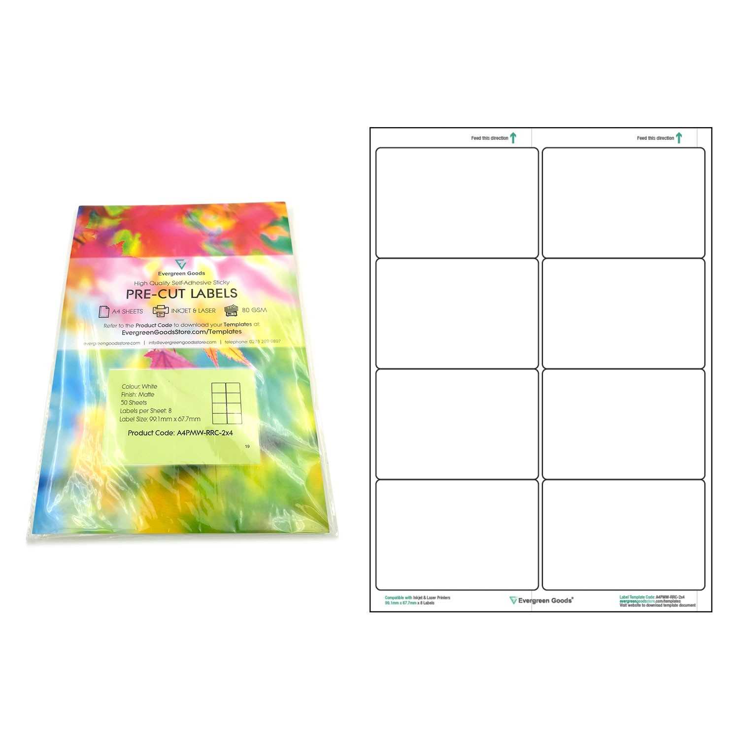 A4 Pre Cut Multi Matte White Paper Labels (2X4, 8 Labels Per For Labels 8 Per Sheet Template Word
