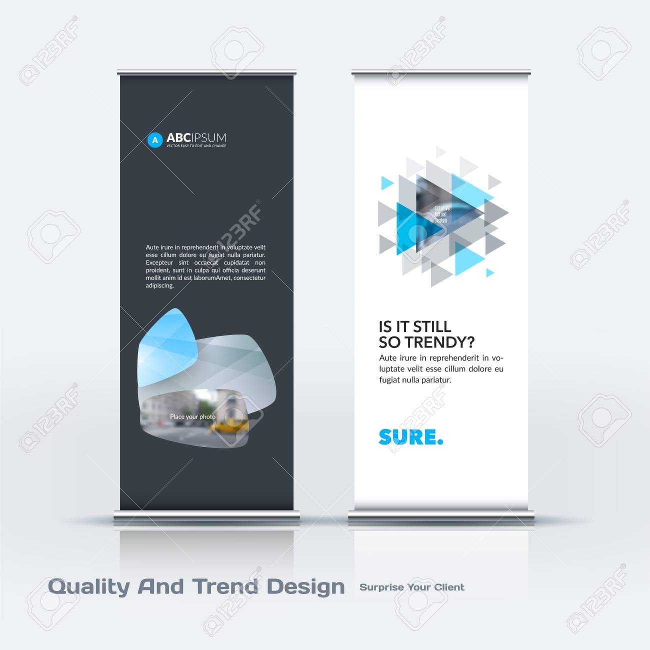 Abstract Business Vector Set Of Modern Roll Up Banner Stand Design Template  With Colourful Soft, Rounded Shapes With Banner Stand Design Templates