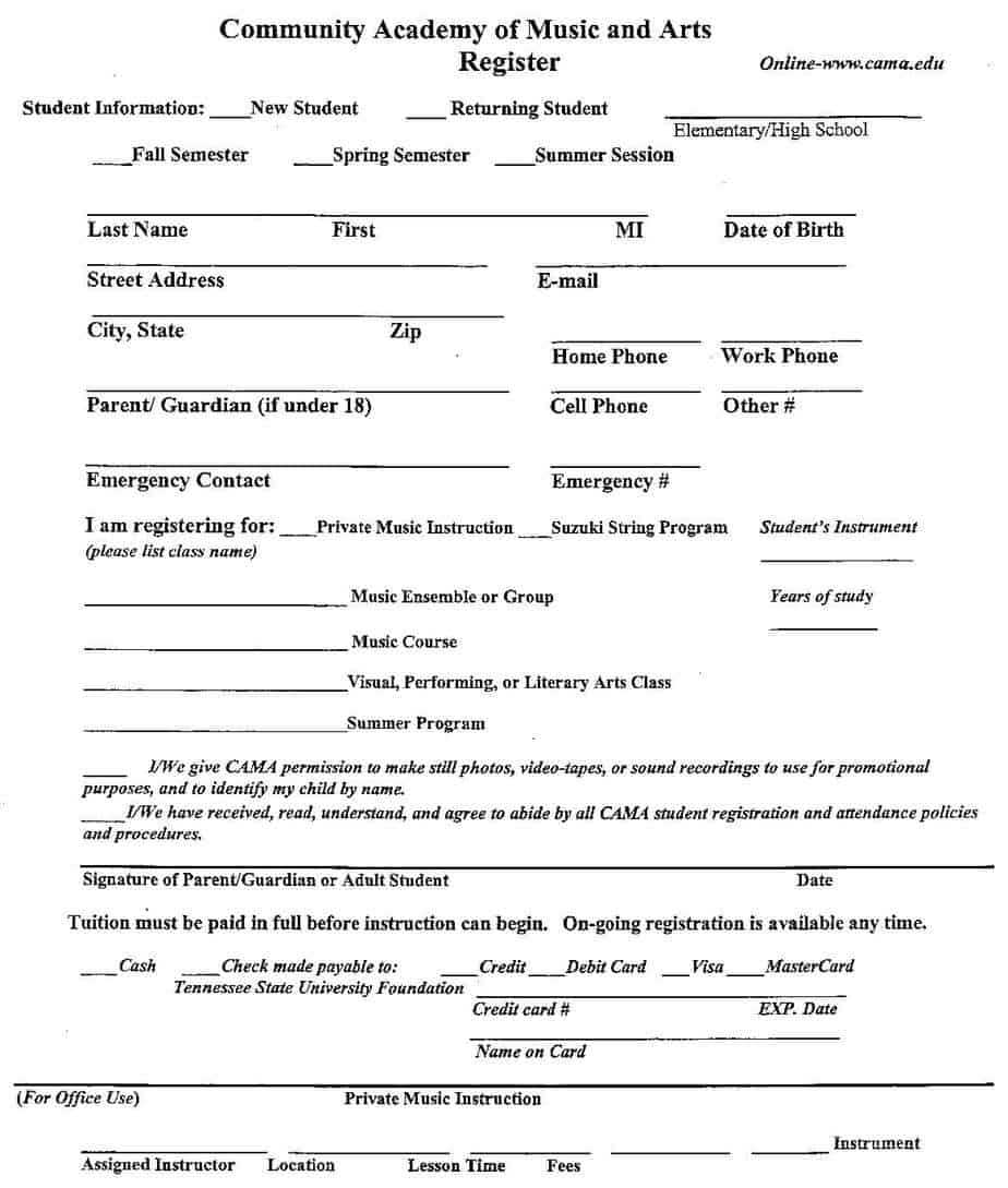 Academy Registration Form Templates – Word Excel Fomats Regarding School Registration Form Template Word