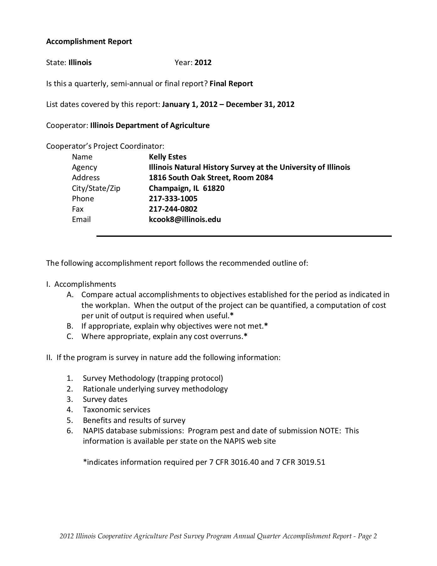 Accomplishment Report Format – Illinois Natural History Survy Within Weekly Accomplishment Report Template